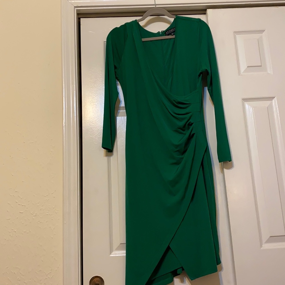ELOQUII Green Faux wrap dress